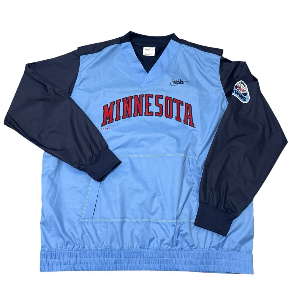 Nike Cooperstow Minnesota Twins Windbreaker Jacket Blue Swoosh Size Large
